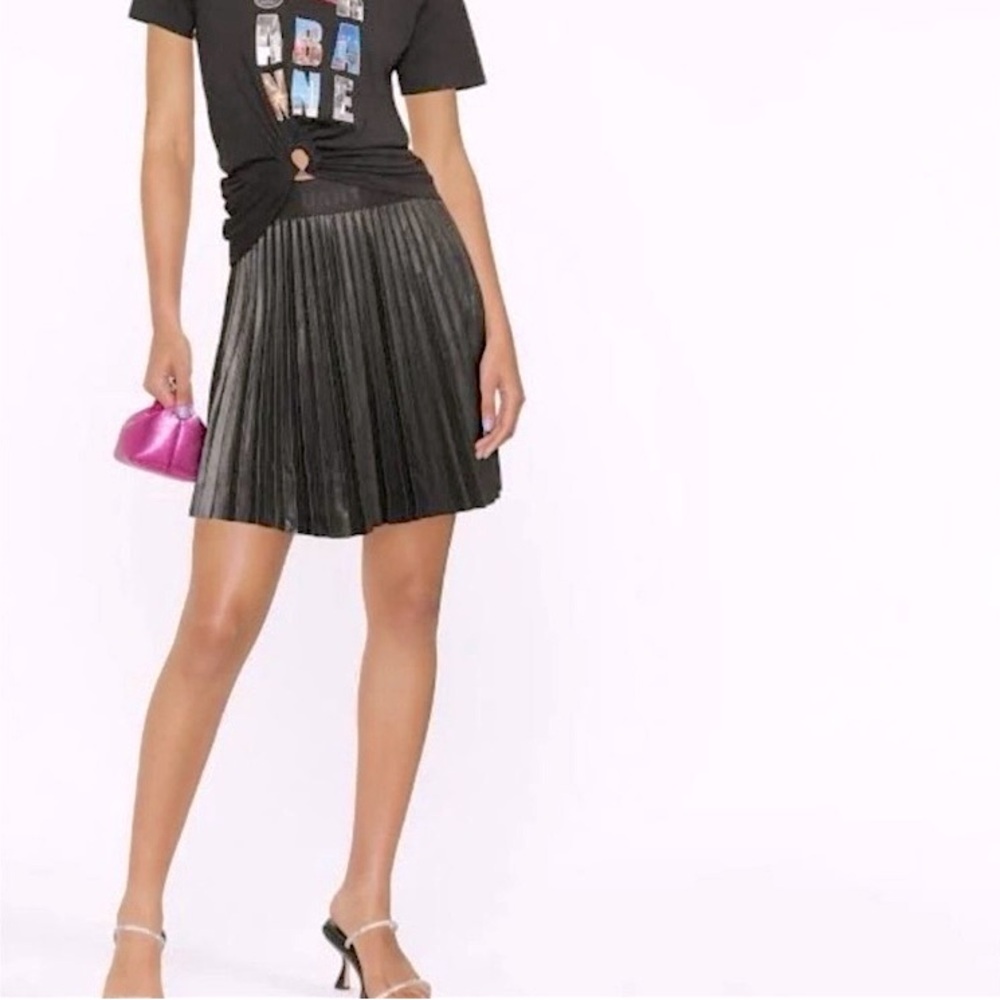NWT Pleaded Donna Karen faux leather skirt